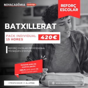 REFORÇ ESCOLAR BATXILLERAT | Pack de 15 hores